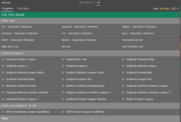 bet365 soccer coupon